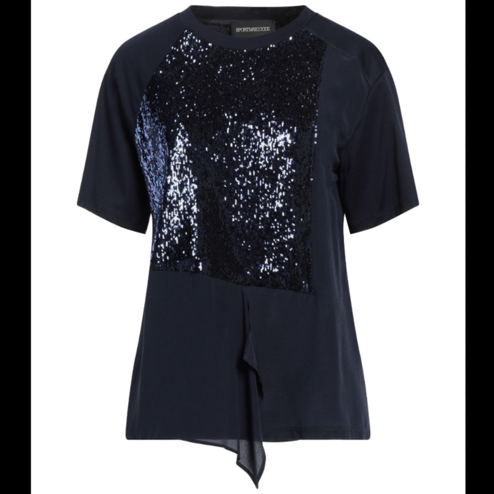 SPORTMAX CODE Navy Sequins Blouse Top M